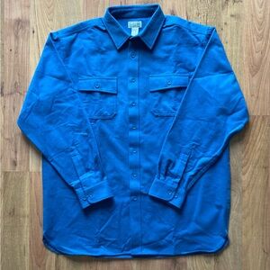 LL Bean Mens XL Tall Cotton Felt Blue Long Sleeve Button Down Shirt Shacket